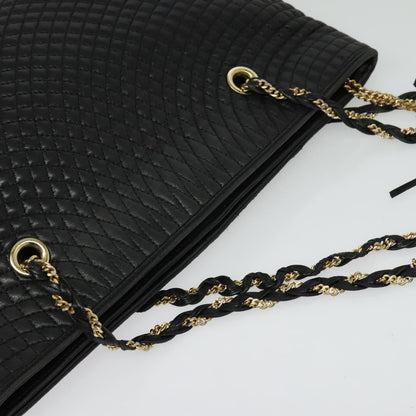 Bally Vintage Chain Shoulder Bag Quilted Leather, BLACK, LEATHER, Shoulder bag