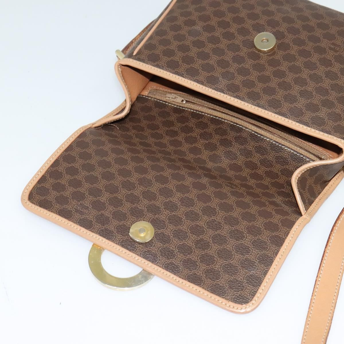 Celine Vintage Macadam Shoulder Bag Canvas and Leather, BROWN, CANVAS, Shoulder bag