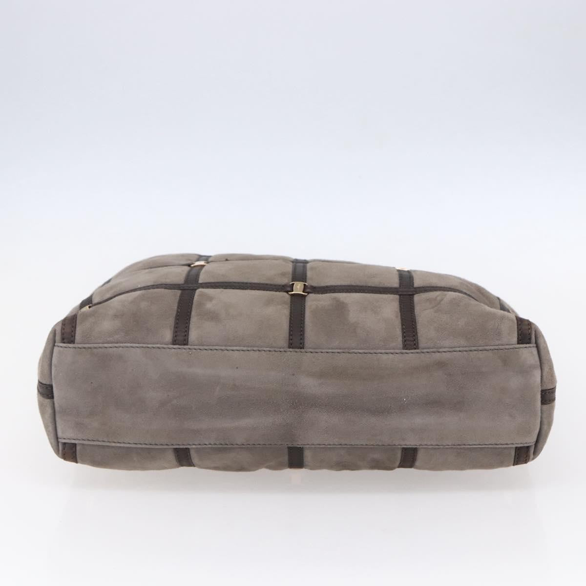 Salvatore Ferragamo Vala Shoulder Bag Suede, BROWN, SUEDE, Shoulder bag