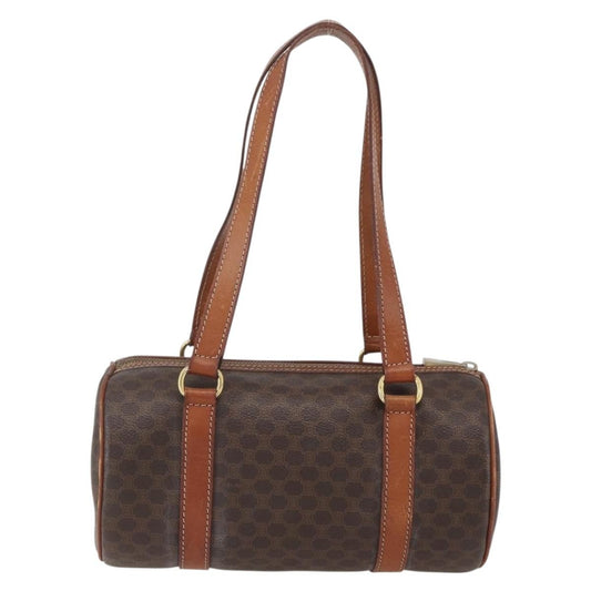 Celine Vintage Macadam Handbag Canvas and Leather, BROWN, CANVAS, Handbag