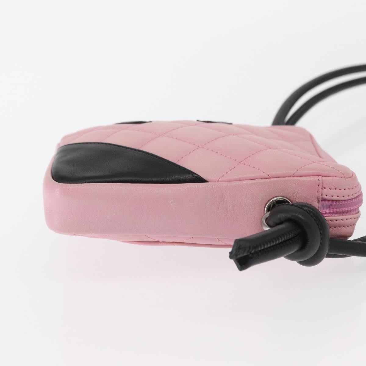 Chanel Cambon Crossbody Bag Quilted Leather, PINK, LEATHER, Clutche & pouche