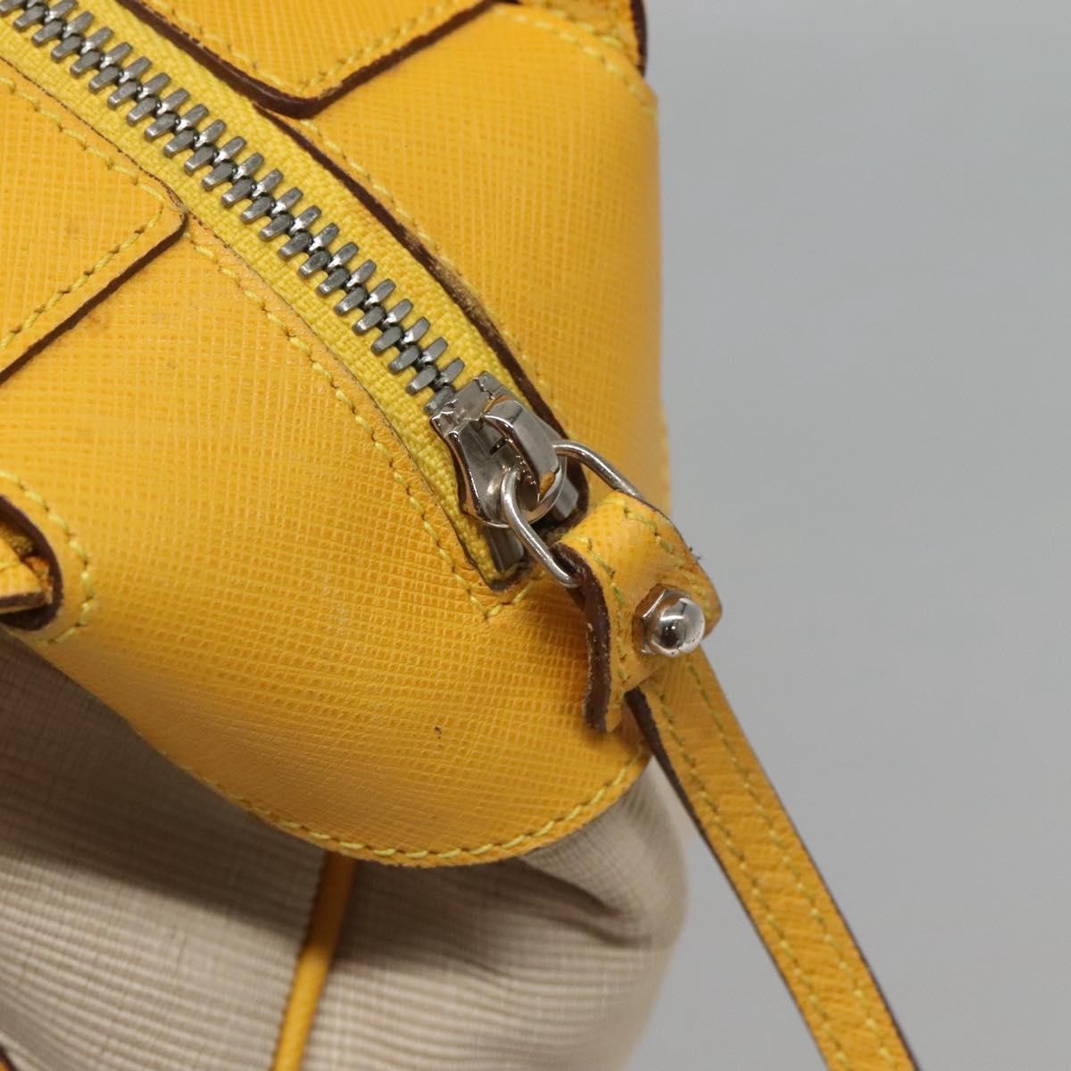 Salvatore Ferragamo Gancini handbag Canvas and Leather, YELLOW, CANVAS, Handbag