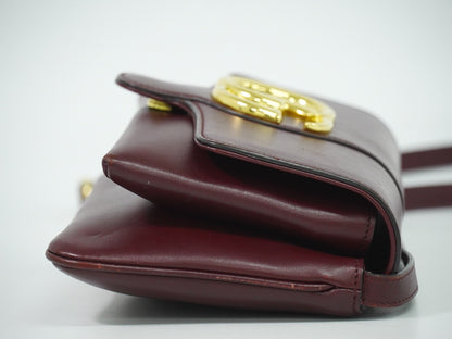 Gucci Arli Shoulder Bag Leather, BURGUNDY, LEATHER, Shoulder bag
