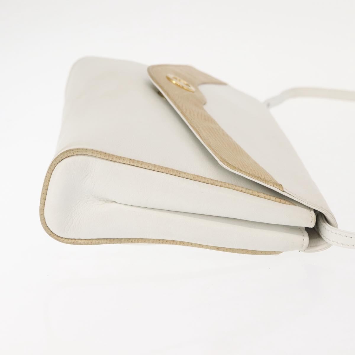 Celine Shoulder Bag Leather, WHITE, LEATHER, Shoulder bag