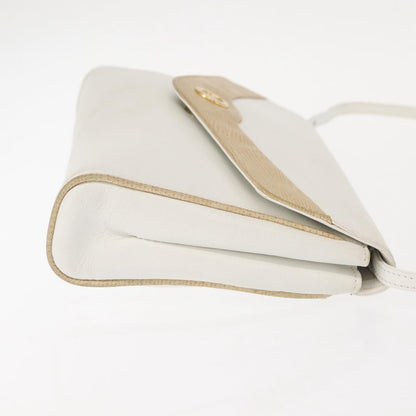 Celine Shoulder Bag Leather, WHITE, LEATHER, Shoulder bag