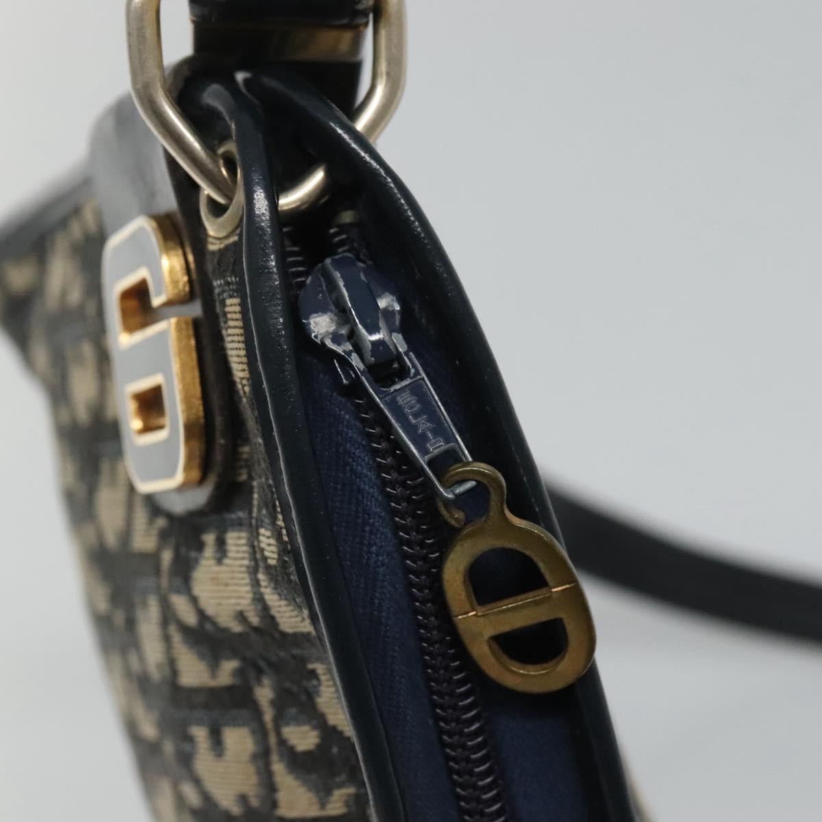 Christian Dior Vintage Trotter Shoulder Bag Canvas, NAVY, CANVAS, Shoulder bag