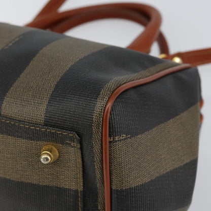 Fendi Vintage Pequin Convertible Boston Bag Coated Canvas, BLACK, CANVAS, Handbag