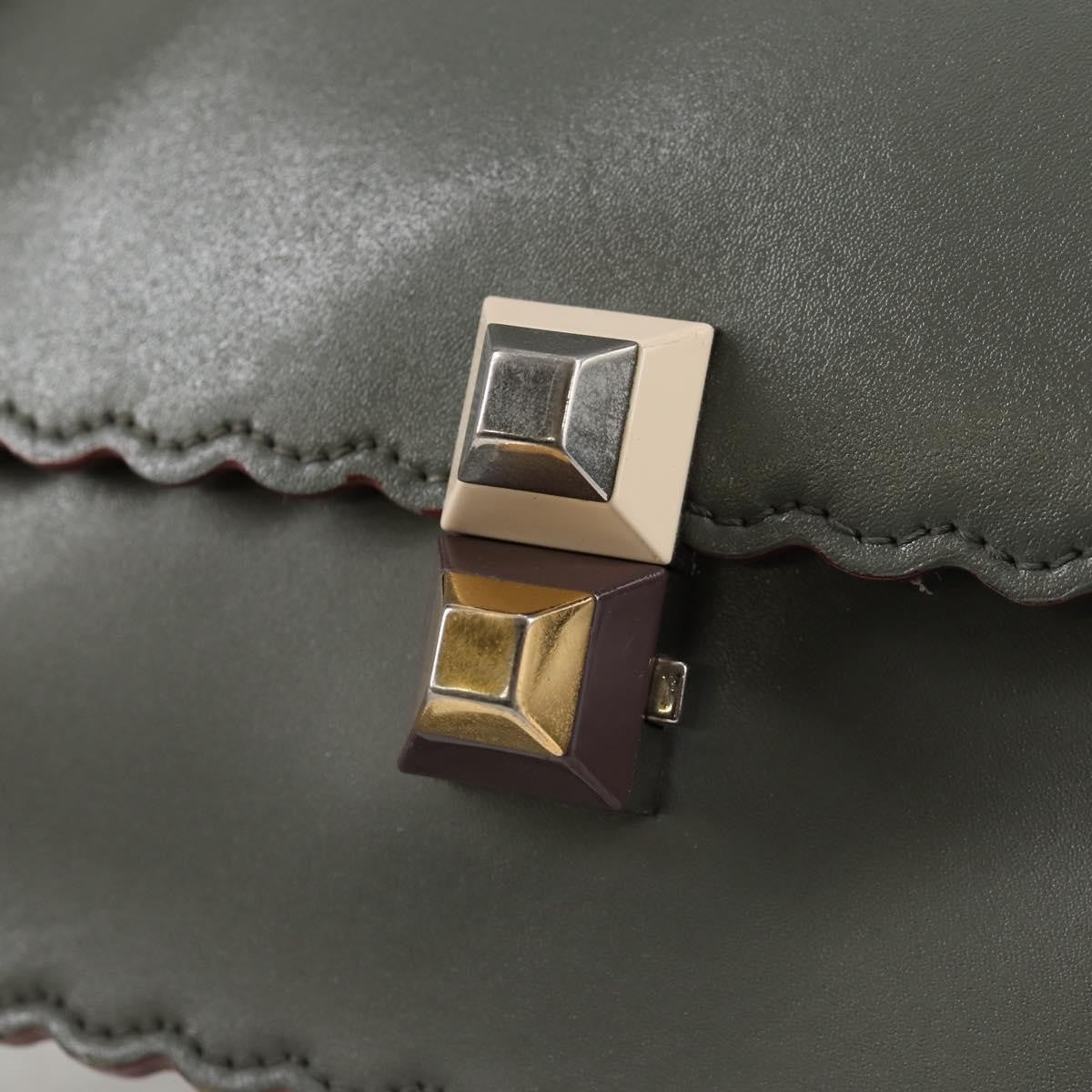 Fendi Kan I Bag Leather, GRAY, LEATHER, Handbag