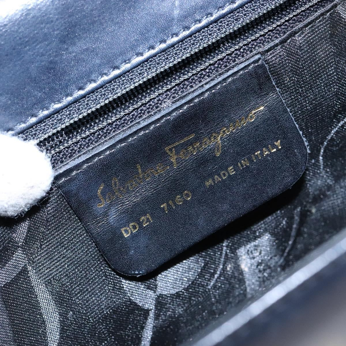 Salvatore Ferragamo Gancini Shoulder Bag Leather, NAVY, LEATHER, Shoulder bag