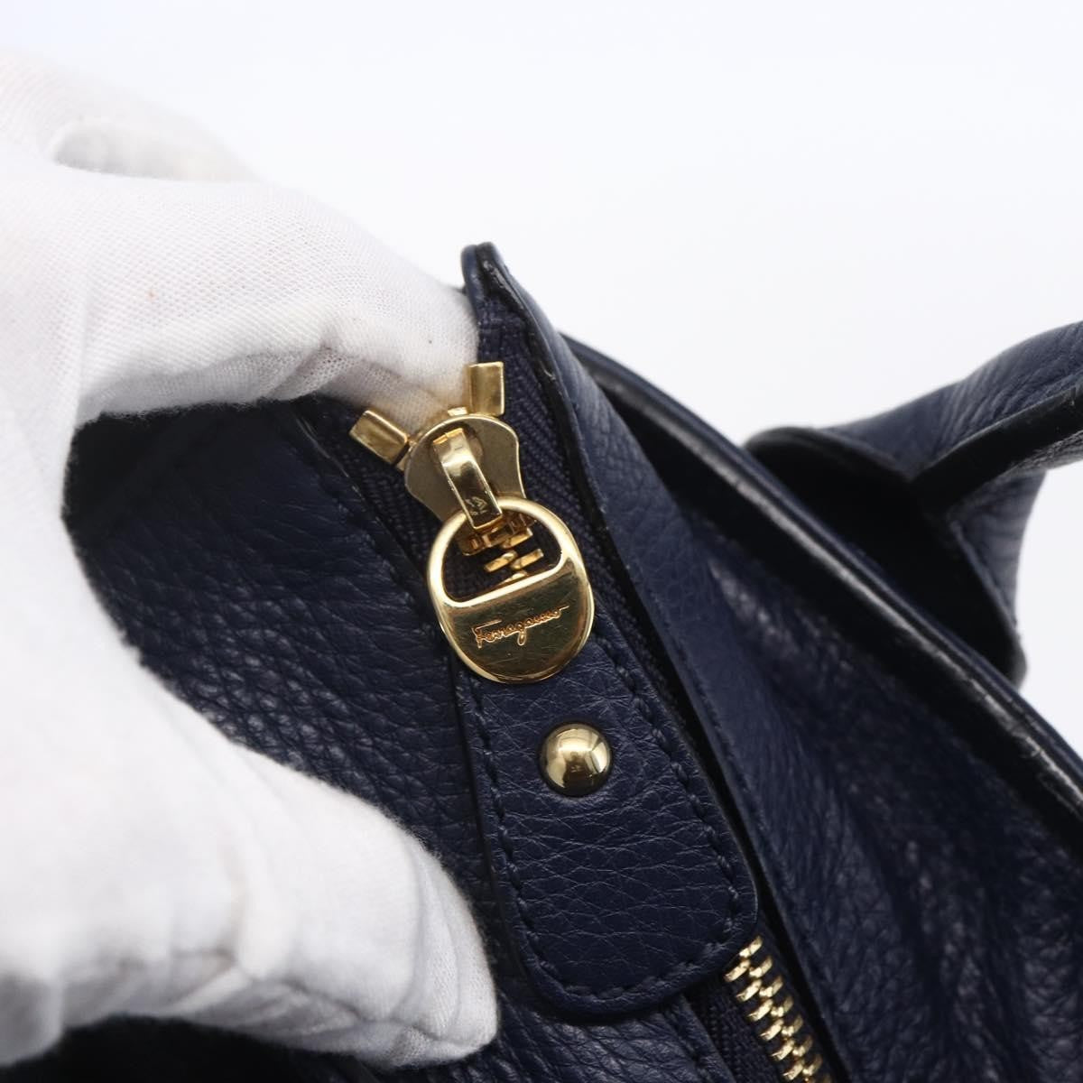 Salvatore Ferragamo Izzie Gancini Embossed Tote Soft Calf, BLUE, LEATHER, Tote bag