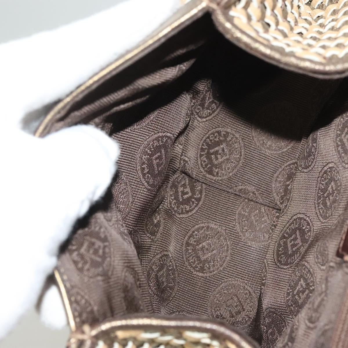 Fendi Vintage Shoulder Bag Leather, GOLD, LEATHER, Shoulder bag