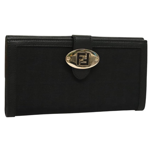 Fendi Vintage FF Flap Wallet Zucca canvas, BLACK, CANVAS, Wallets