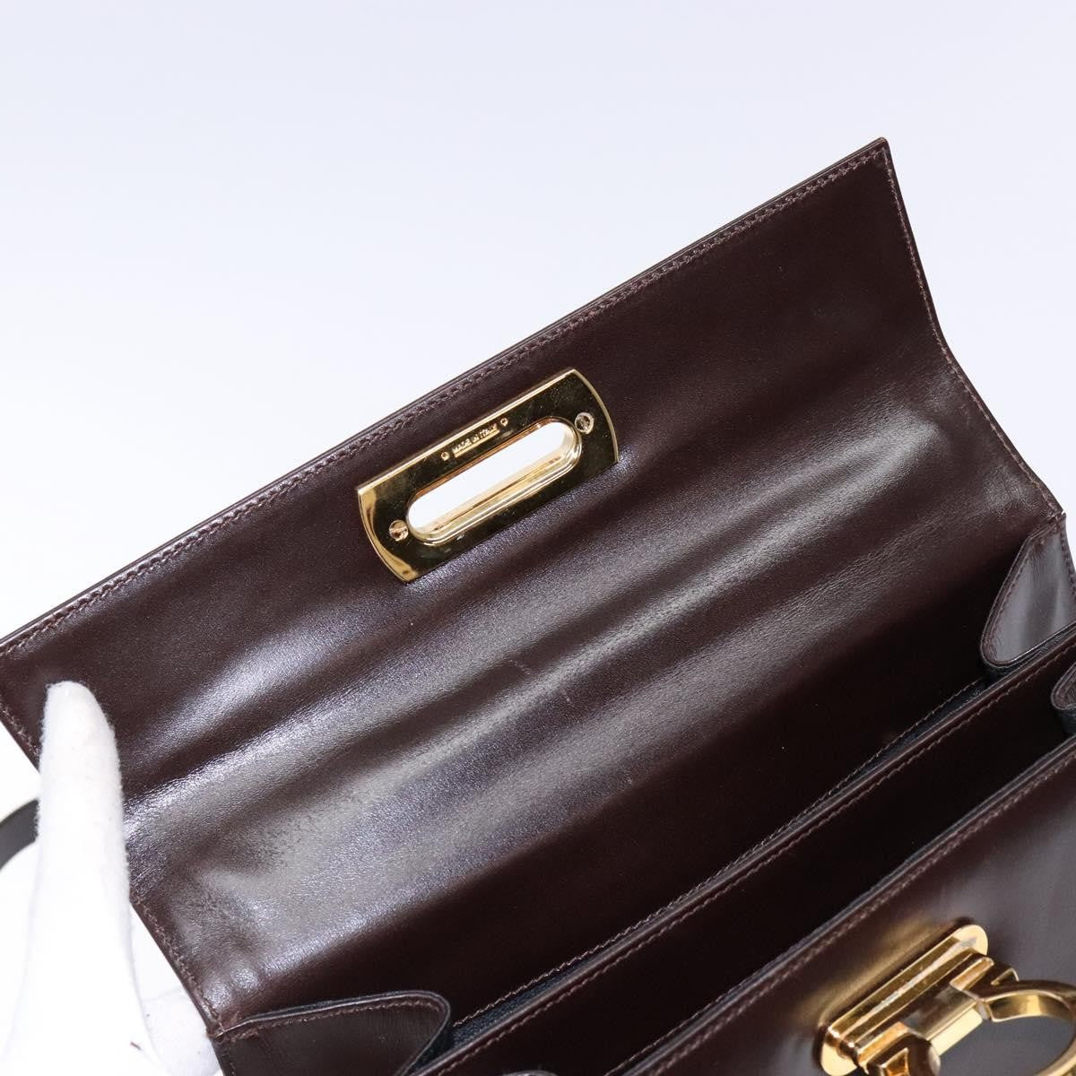 Salvatore Ferragamo Gancini Convertible Top Handle Bag Leather, BROWN, LEATHER, Handbag