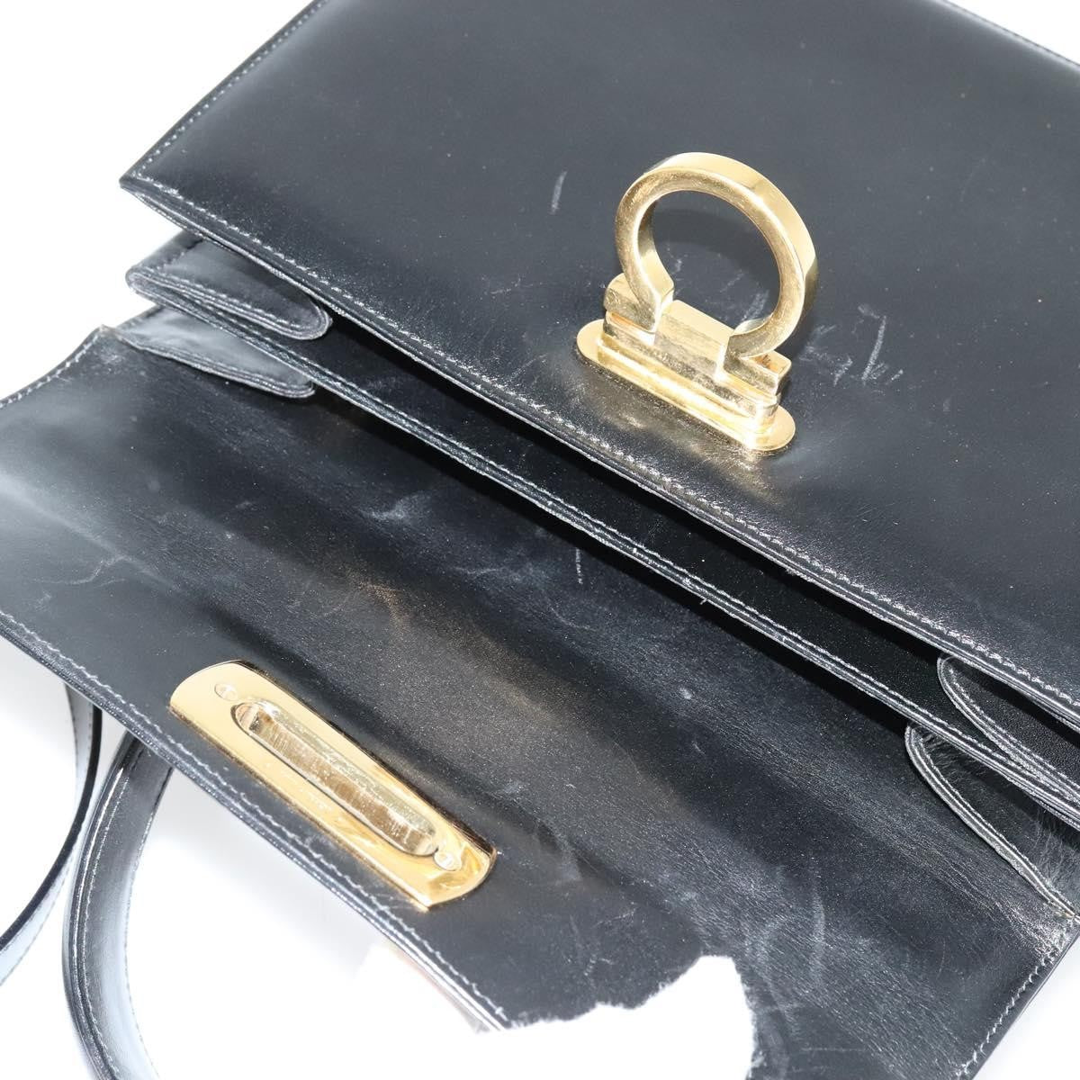 Salvatore Ferragamo Gancini Convertible Top Handle Bag Leather, BLACK, LEATHER, Handbag