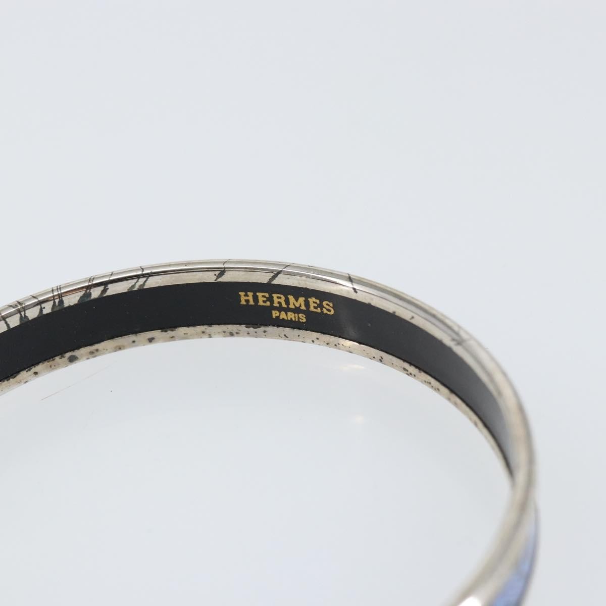 Hermes Caleche Bangle Bracelet Metal, NAVY, METAL, Bracelet