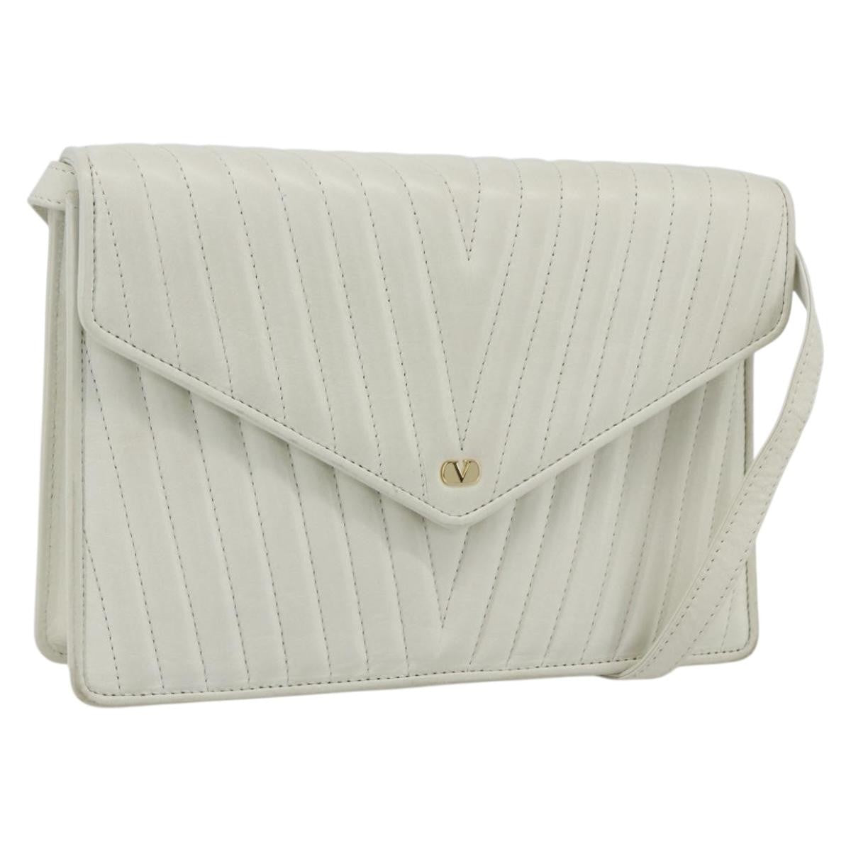 Valentino Garavani Vintage shoulder bag Leather, WHITE, LEATHER, Shoulder bag