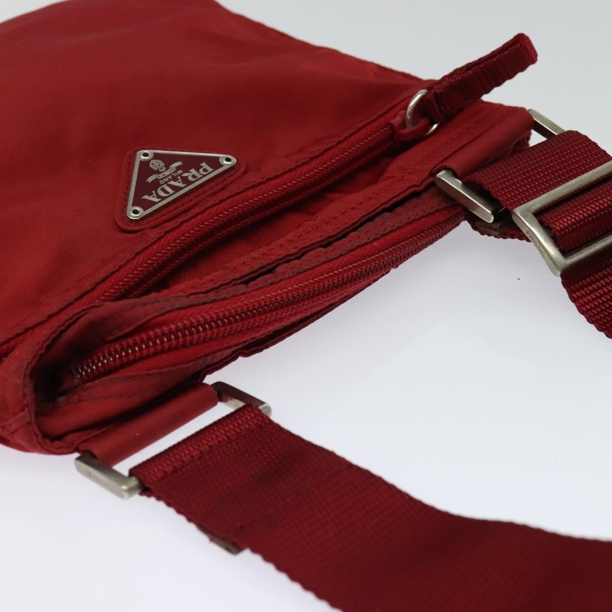 Prada Front Pocket Messenger Bag Tessuto, Red, Nylon, Shoulder Bag