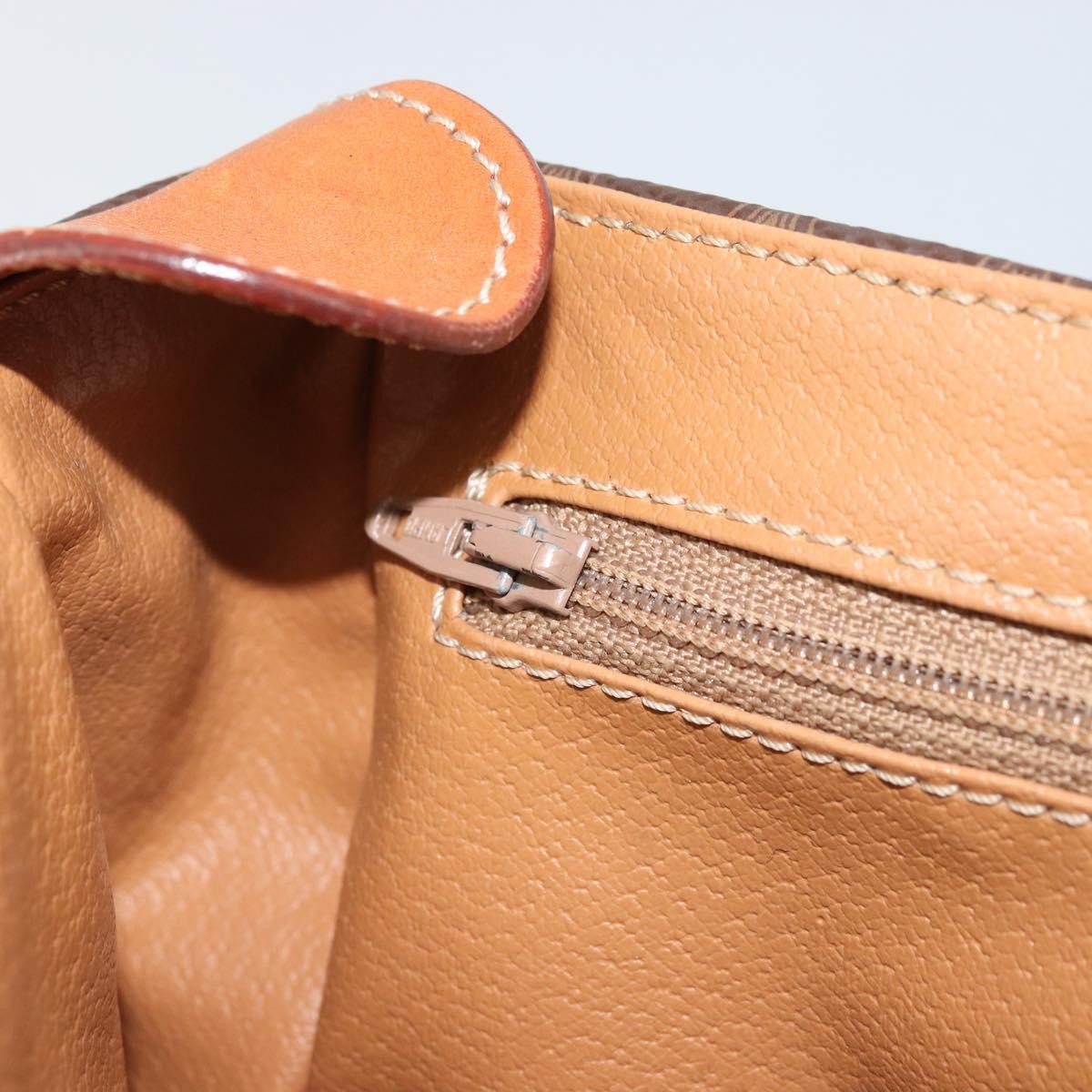 Celine Vintage Macadam Shoulder Bag Canvas and Leather, Brown, Canvas, Shoulder Bag