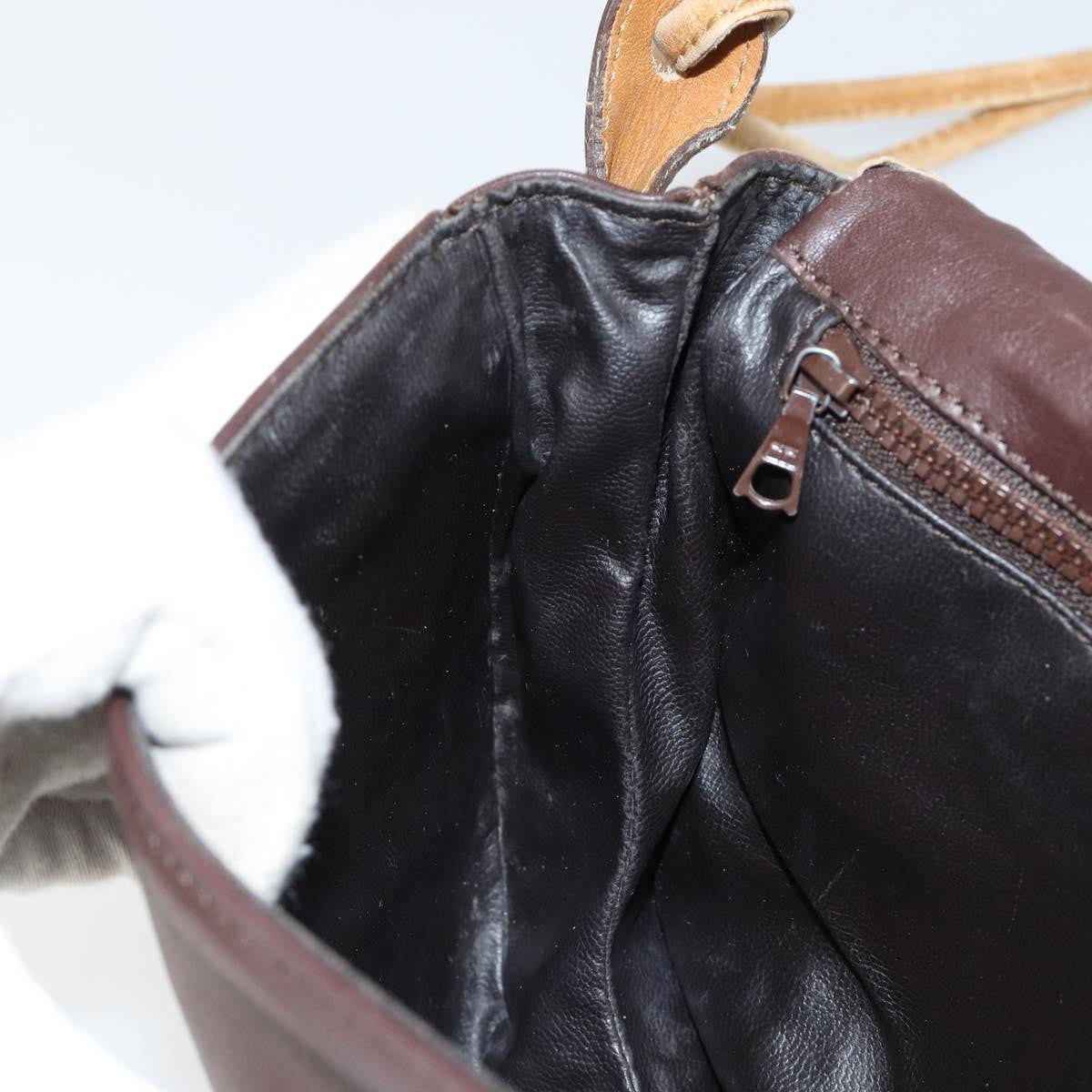 Celine Vintage Shoulder Bag Leather, BROWN, LEATHER, Shoulder bag