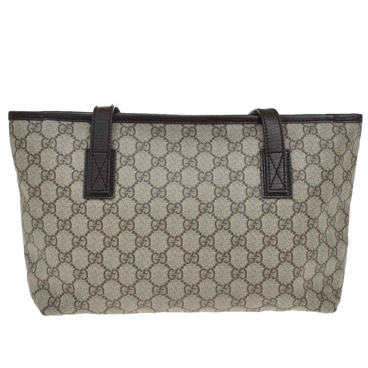 Gucci Plus Tote GG Coated Canvas with Leather, BROWN, CANVAS, Tote bag