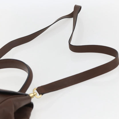 Celine Circle Logo Handbag Leather, BROWN, LEATHER, Handbag