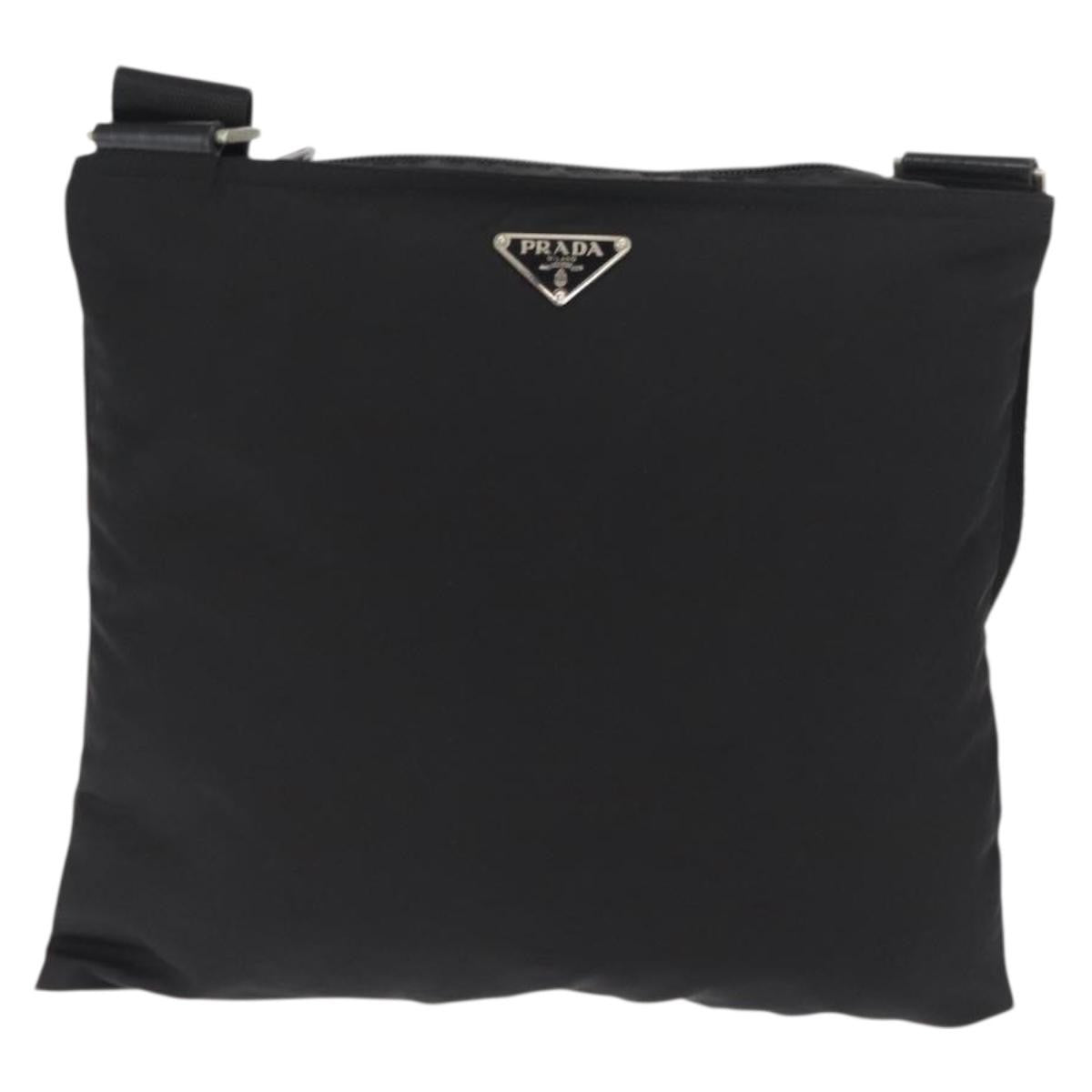Prada Zip Top Messenger Bag Tessuto, BLACK, NYLON, Shoulder bag