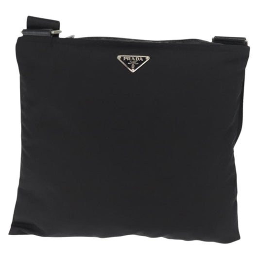 Prada Zip Top Messenger Bag Tessuto, BLACK, NYLON, Shoulder bag