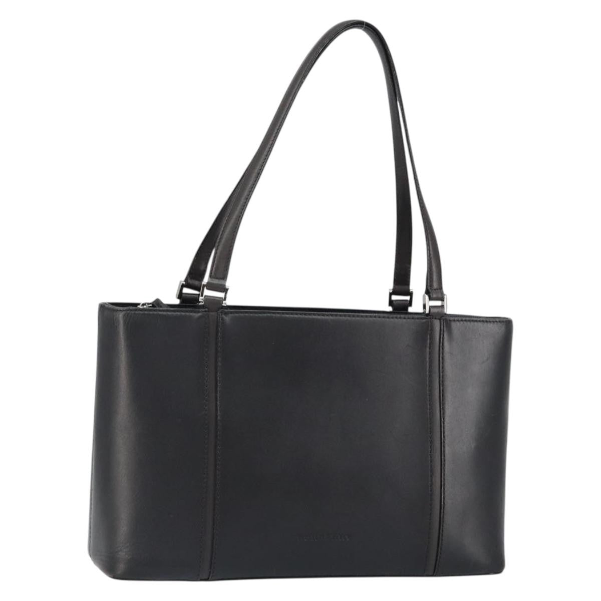 Burberry Handle Tote Leather, BLACK, LEATHER, Tote bag