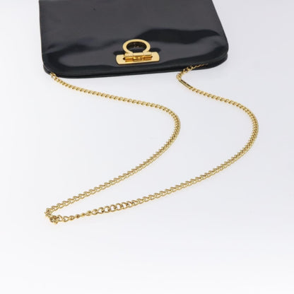 Salvatore Ferragamo Vintage Gancini Chain Shoulder Bag Leather, BLACK, PATENT_LEATHER, Shoulder bag