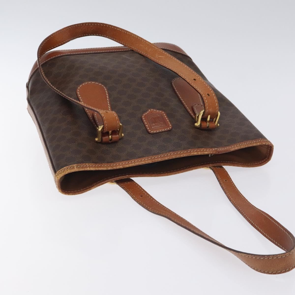 Celine Vintage Macadam Handbag Canvas, BROWN, CANVAS, Handbag