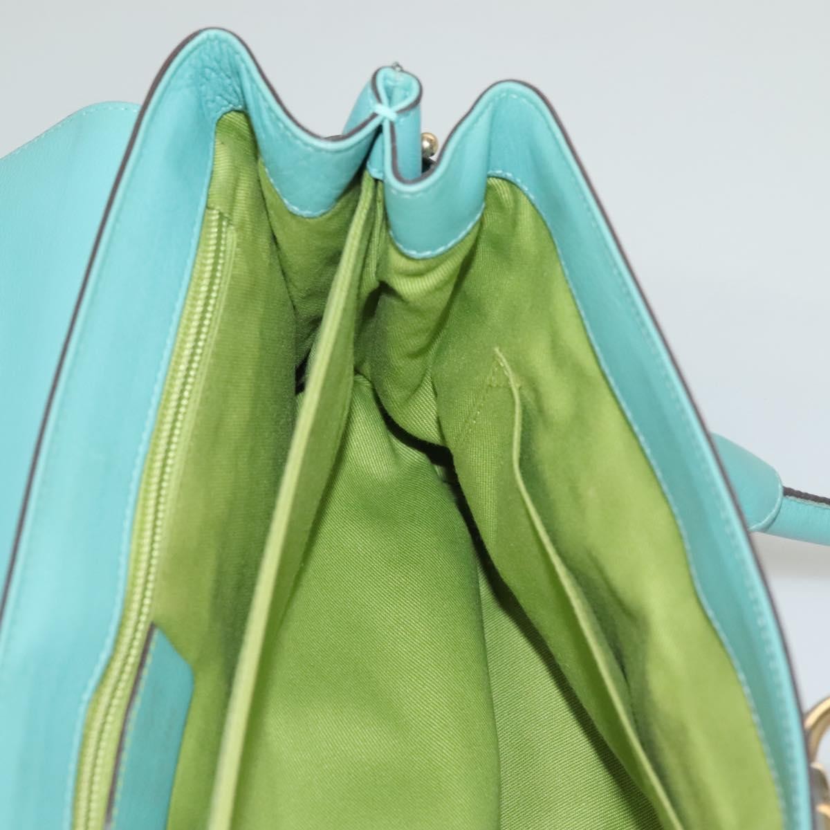 Salvatore Ferragamo Virna Satchel Leather, TURQUOISE, LEATHER, Handbag