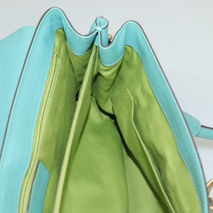 Salvatore Ferragamo Virna Satchel Leather, TURQUOISE, LEATHER, Handbag