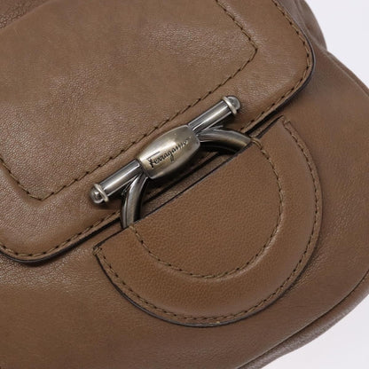 Salvatore Ferragamo Vintage Handbag Leather, BROWN, LEATHER, Handbag