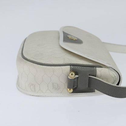 Christian Dior Vintage Honeycomb Flap Crossbody Bag Canvas and Leather, WHITE, CANVAS, Shoulder bag
