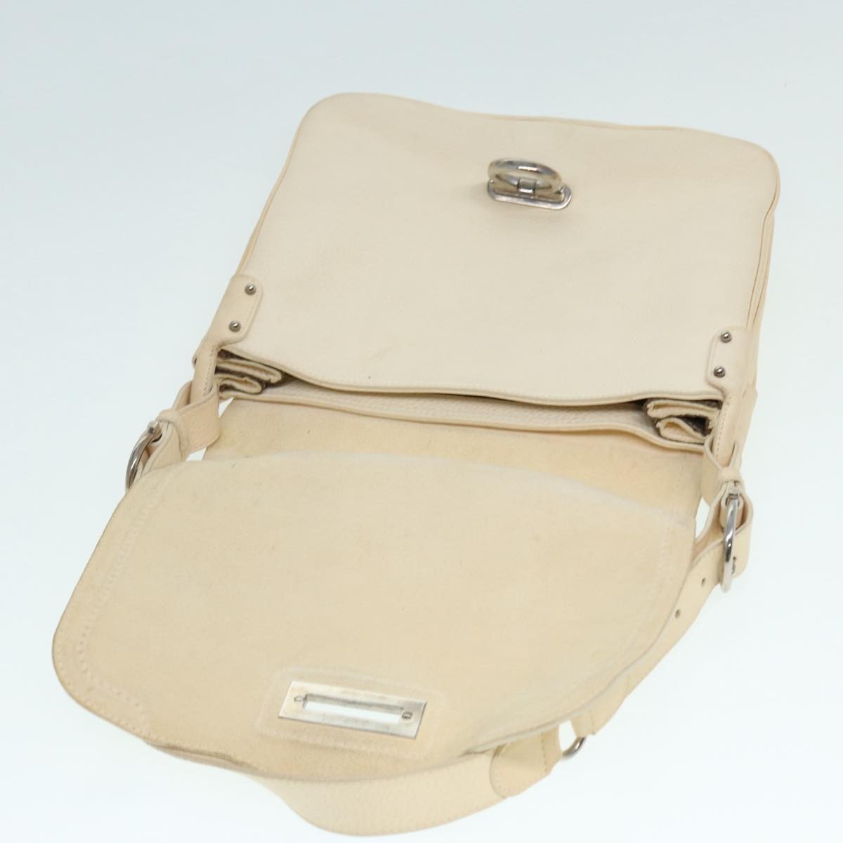 Salvatore Ferragamo Gancini Shoulder Bag Leather, White, Leather, Handbag