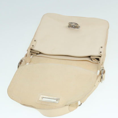 Salvatore Ferragamo Gancini Shoulder Bag Leather, White, Leather, Handbag