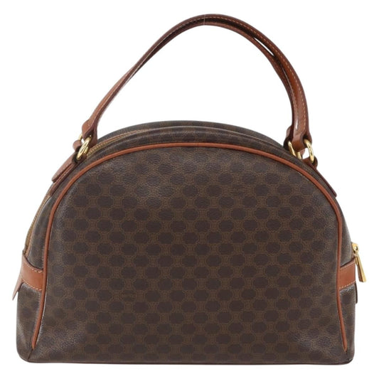 Celine Vintage Macadam Handbag Canvas and Leather, BROWN, CANVAS, Handbag