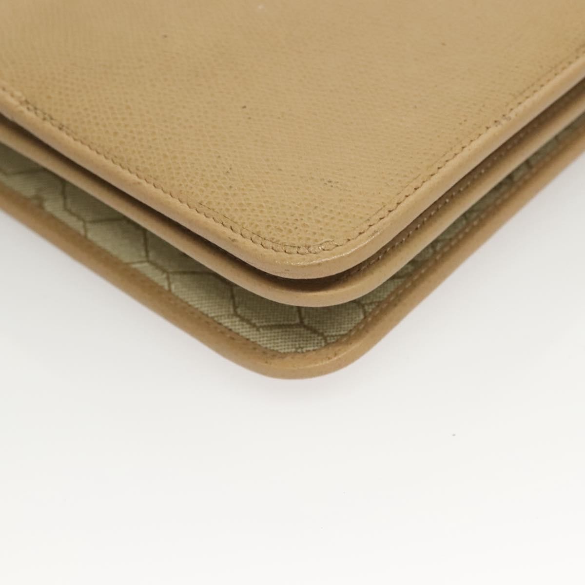 Christian Dior Vintage Honeycomb Shoulder Bag Leather, BEIGE, LEATHER, Shoulder bag