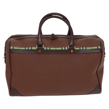 Burberry Front Pocket Zip Boston Bag House Check Canvas and Leather, BROWN, LEATHER, Travel bag