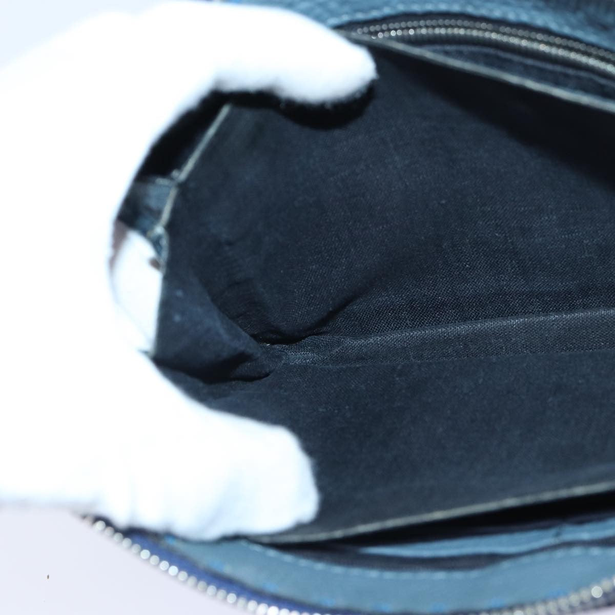 Fendi Selleria Zip Clutch Leather, BLUE, LEATHER, Clutche & pouche