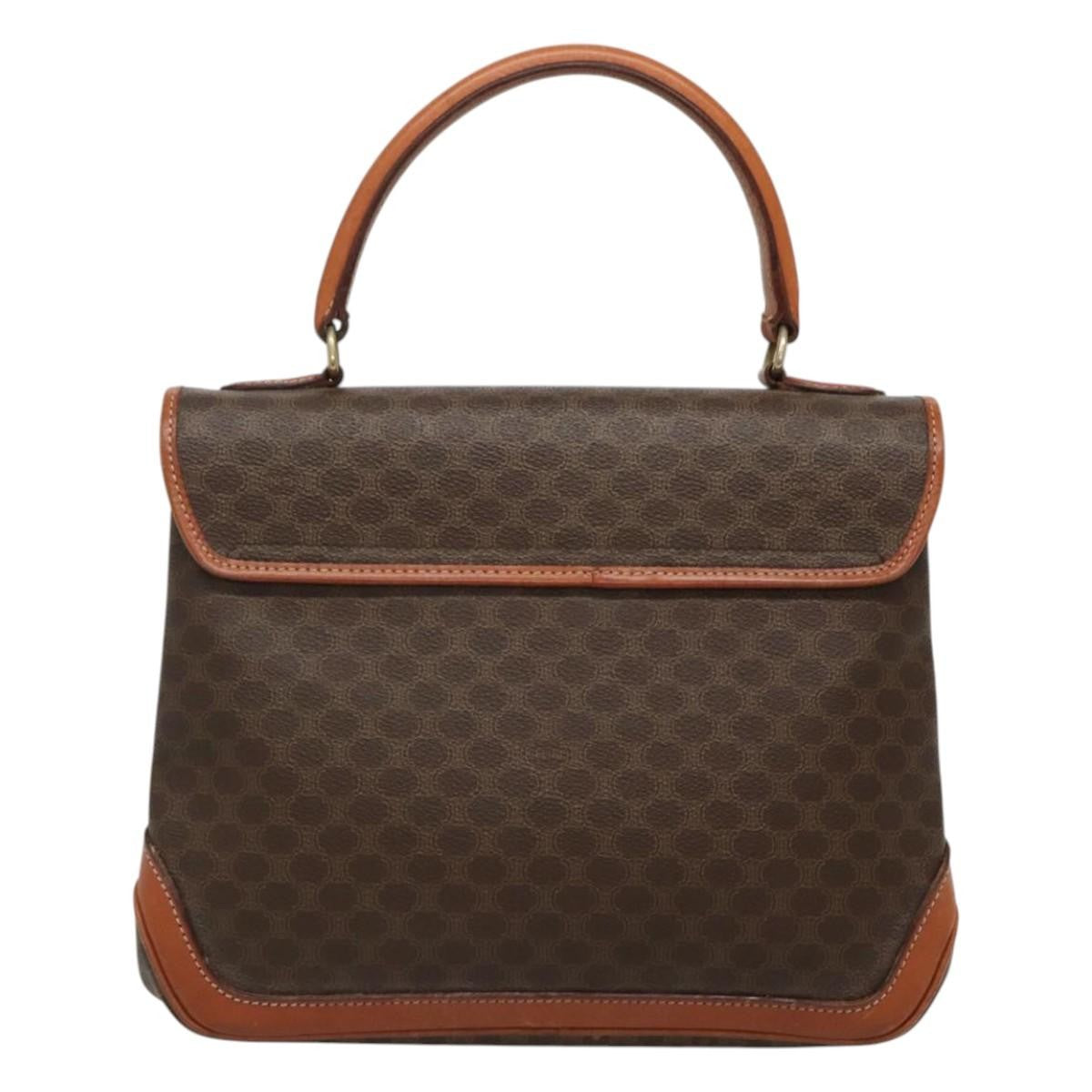 Celine Macadam Handbag Macadam with leather, BROWN, CANVAS, Handbag