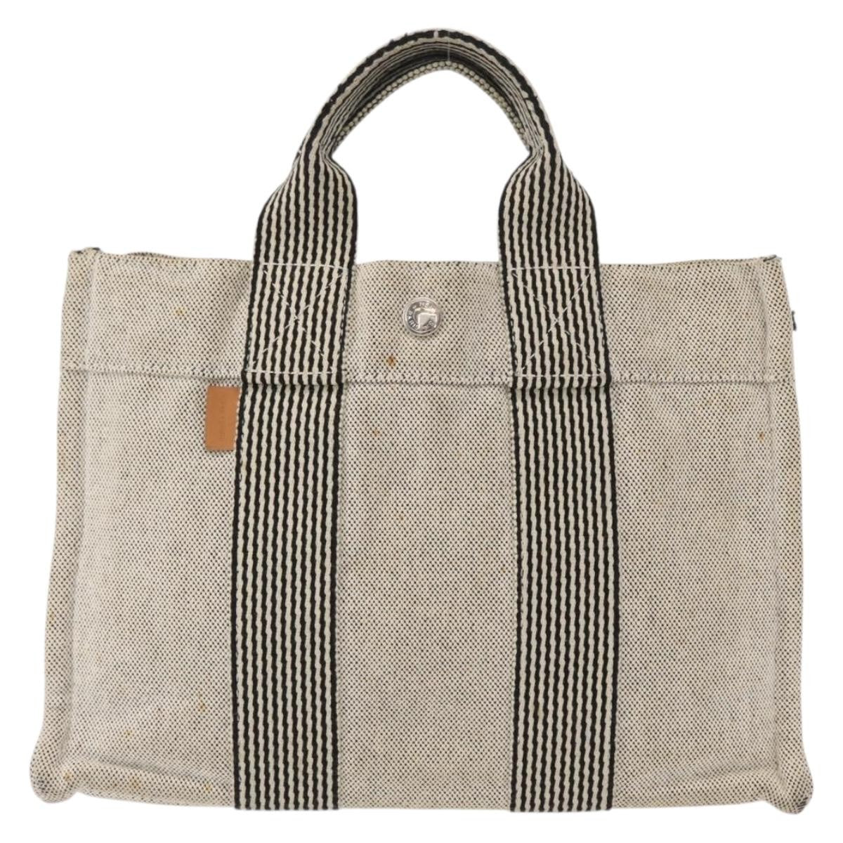 Hermes Fourre Tout Tote Canvas, GRAY, CANVAS, Tote bag