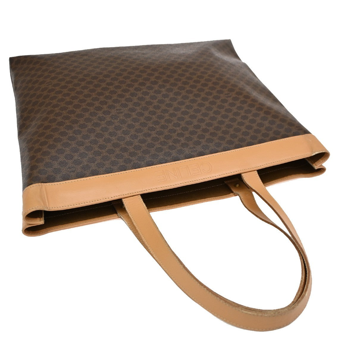 Celine Vintage Macadam Tote bag Canvas and Leather, BROWN, CANVAS, Tote bag
