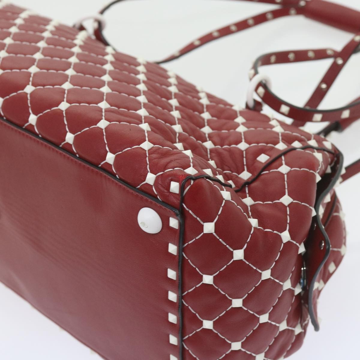 Valentino Garavani Free Rockstud Spike Duffle Bag Quilted Leather, RED, LEATHER, Travel bag