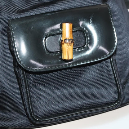 Gucci Vintage Bamboo Backpack Canvas and Leather, BLACK, CANVAS, Backpack