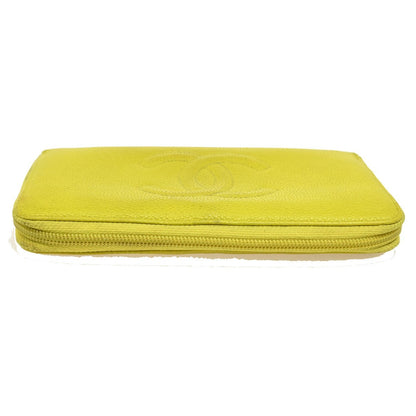 Chanel Timeless CC Zipped Wallet Caviar, YELLOW, CALFSKIN, Wallets