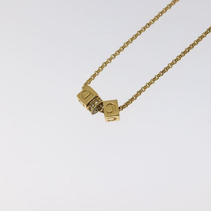 Christian Dior CD Cube Charms Pendant Necklace Metal with Crystals, GOLD, METAL, Necklace