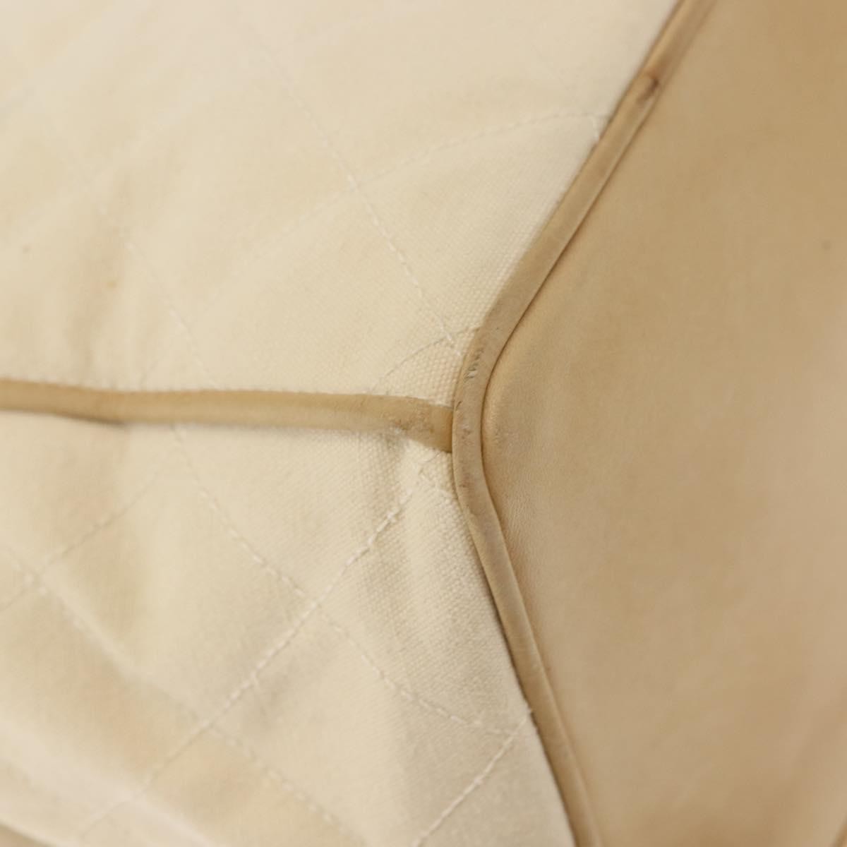 Chanel Vintage Drawstring Chain Bucket Bag Quilted Canvas, BEIGE, CANVAS, Shoulder bag