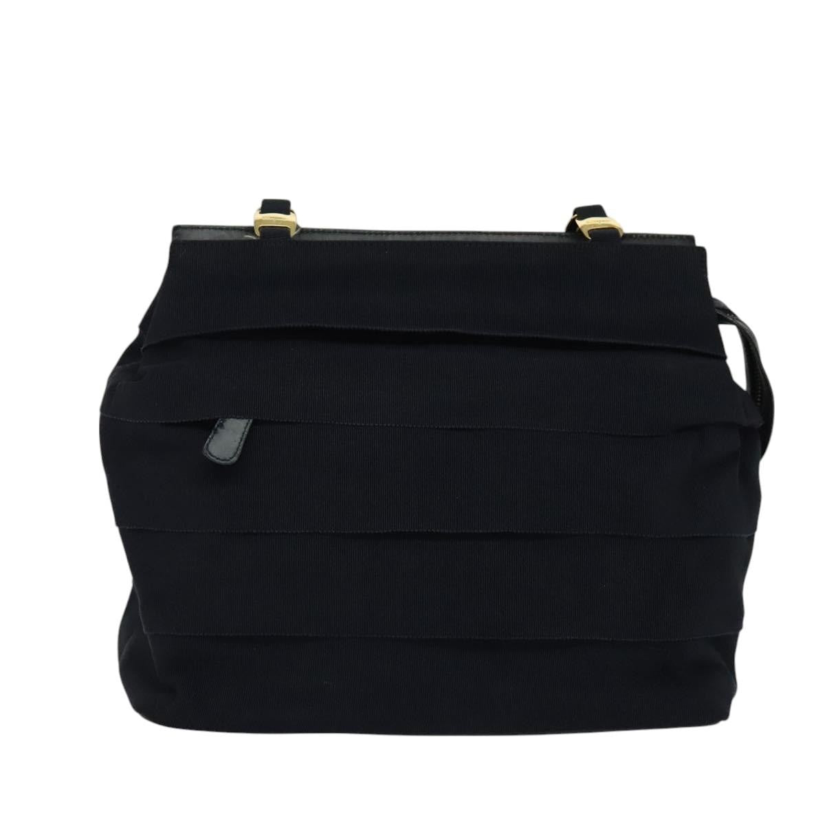 Salvatore Ferragamo Vala Shoulder Bag Canvas, NAVY, CANVAS, Shoulder bag