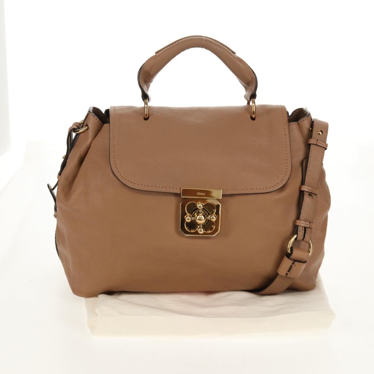 Chloe Elsie Convertible Satchel Leather, BEIGE, LEATHER, Handbag